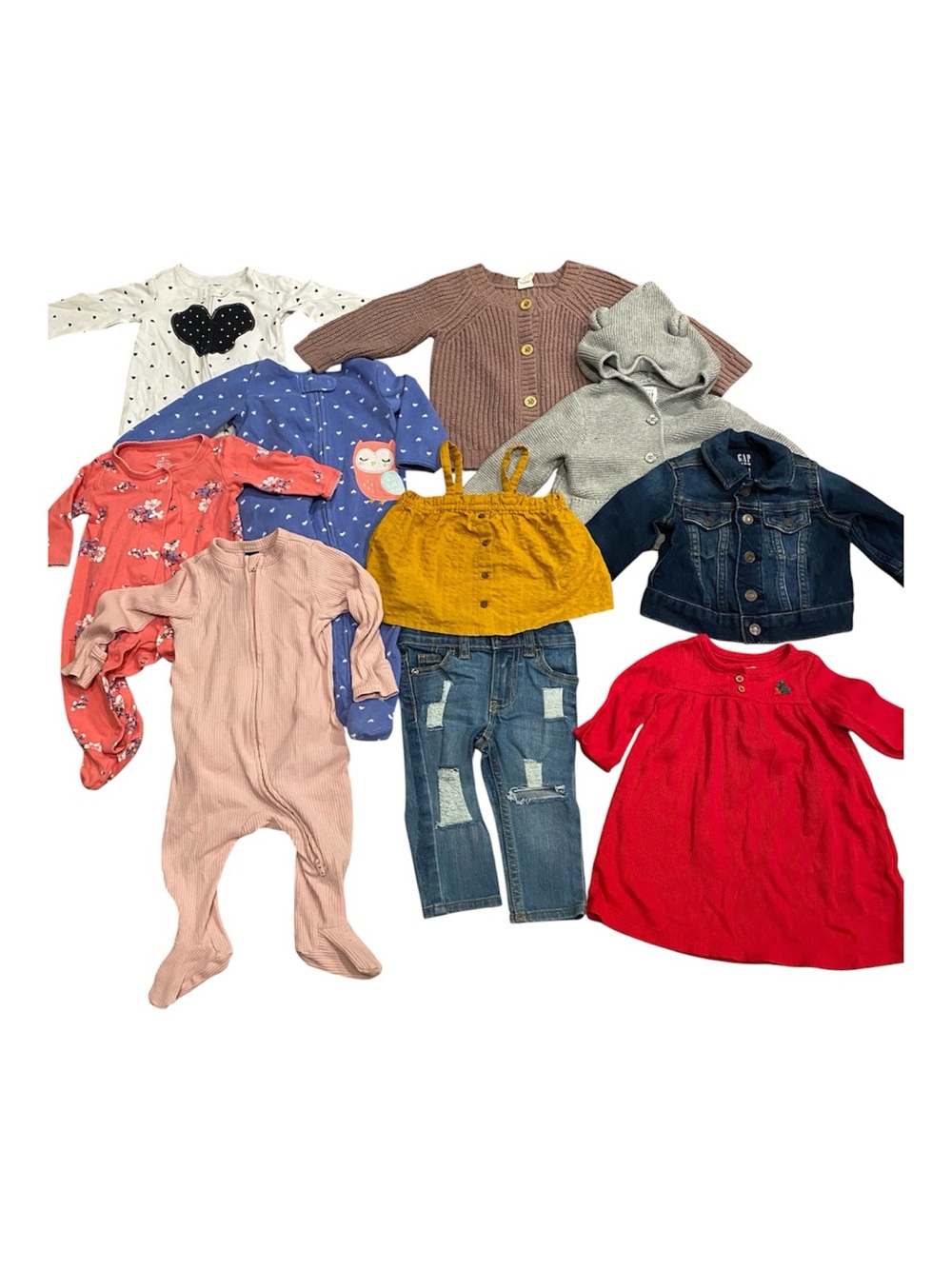Baby Girl 6-12 month Lot Fall Clothing Sweater Pyjamas Sleeper Shirt Pant 6-9-12